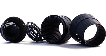 Su-27 Saturn AL31 model kit afterburner and nozzle with some panels unmounted